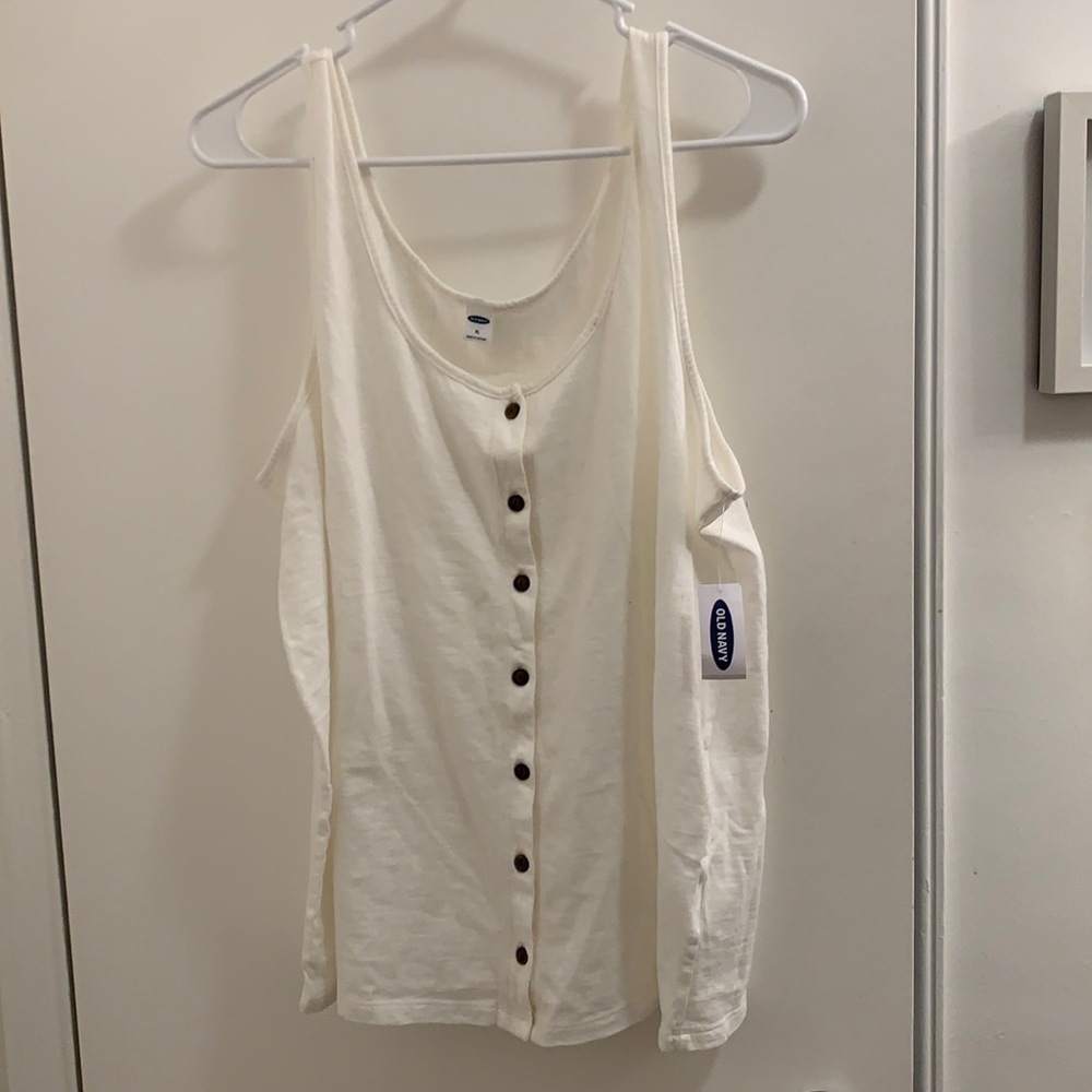 NWT Old Navy Ivory Button Down Tank Top Sz XL